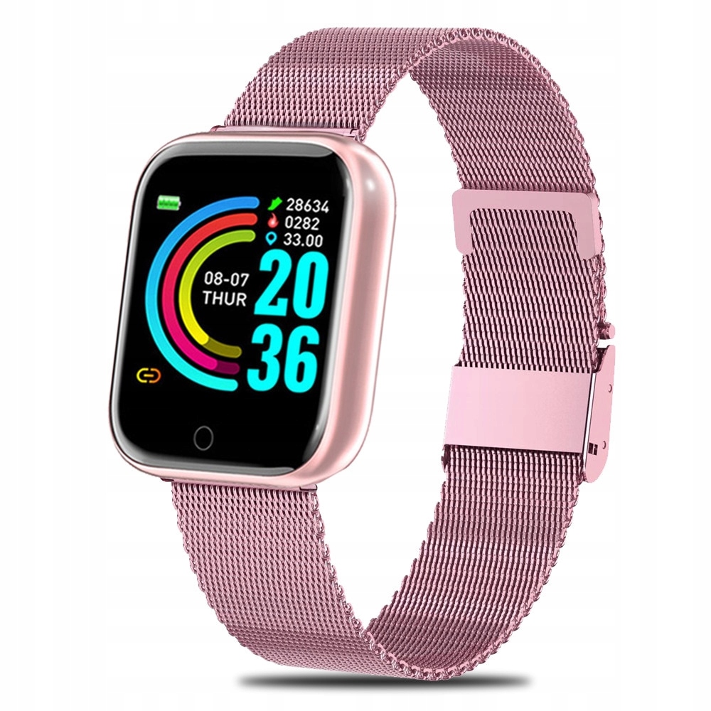 Unisex hodinky - Smartwatch Watch-Pink (oceľový remienok)