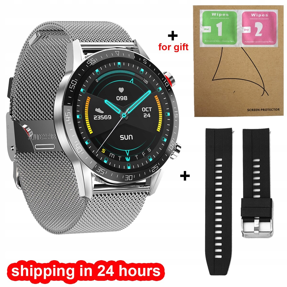 Unisex hodinky - Smartwatch Watch-Sr-Stal BK-Guma