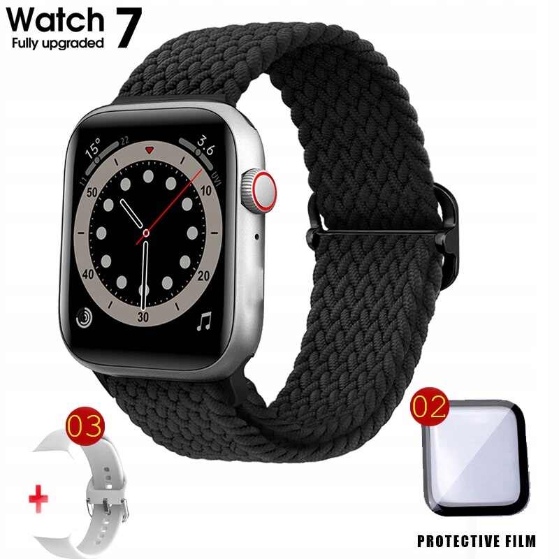 Unisex hodinky - Smartwatch Watch-srebry čierny nylon
