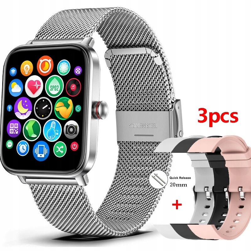 Unisex hodinky - Smartwatch Watch-Silver oceľový pás 3