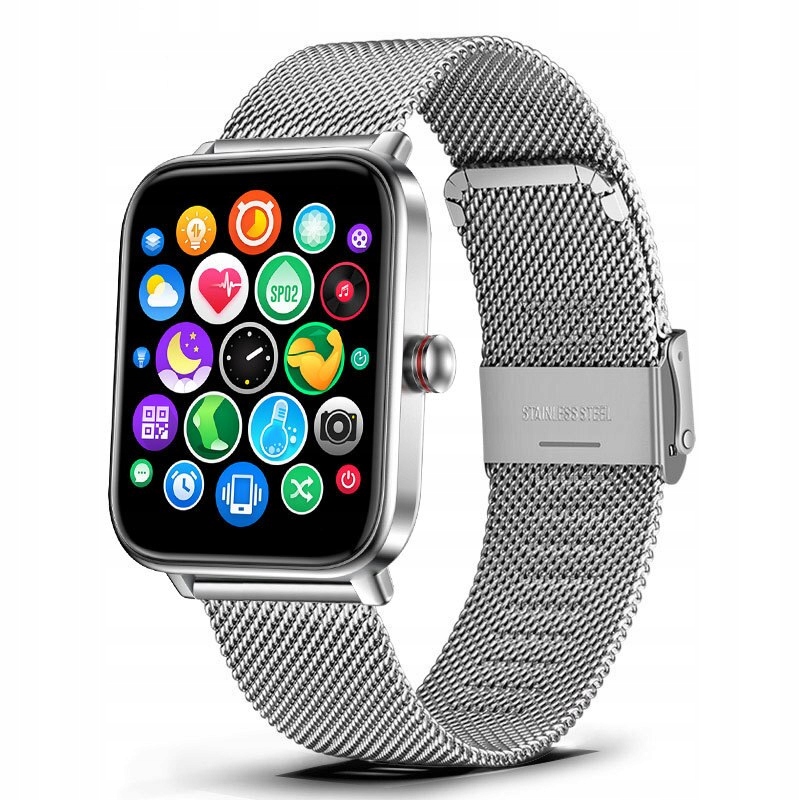 Unisex hodinky - Smartwatch Watch-Silver oceľový remienok