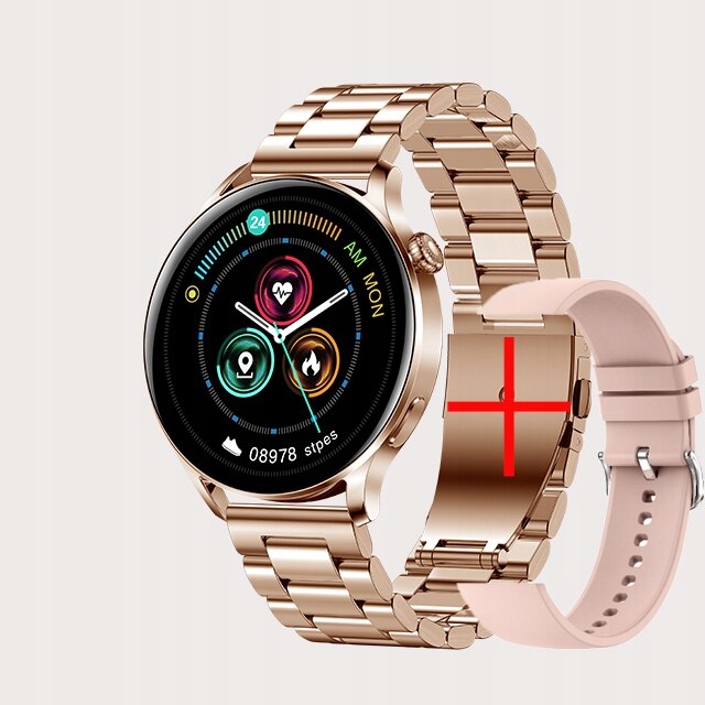 Unisex hodinky - Smartwatch Watch-Stal Glod Belt