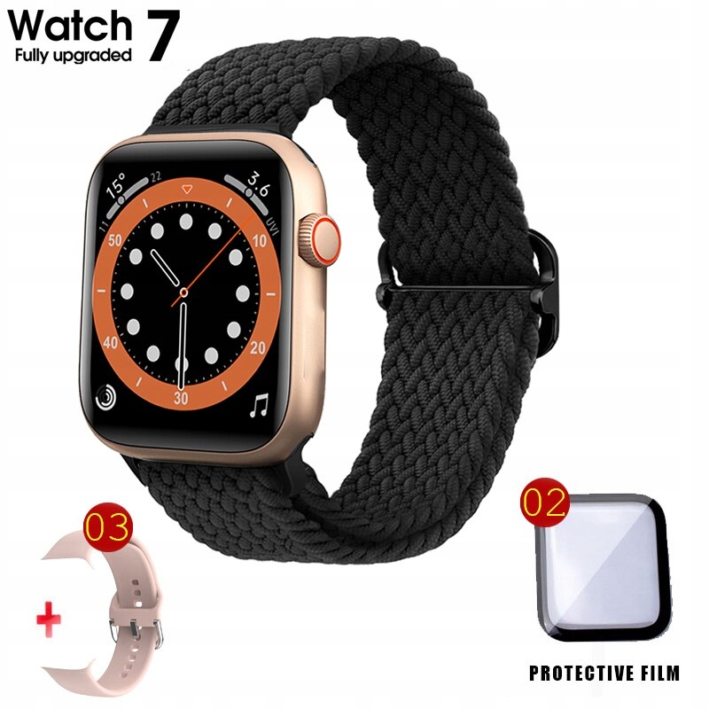 Unisex hodinky - Čierny nylon Smartwatch Watch-Gold