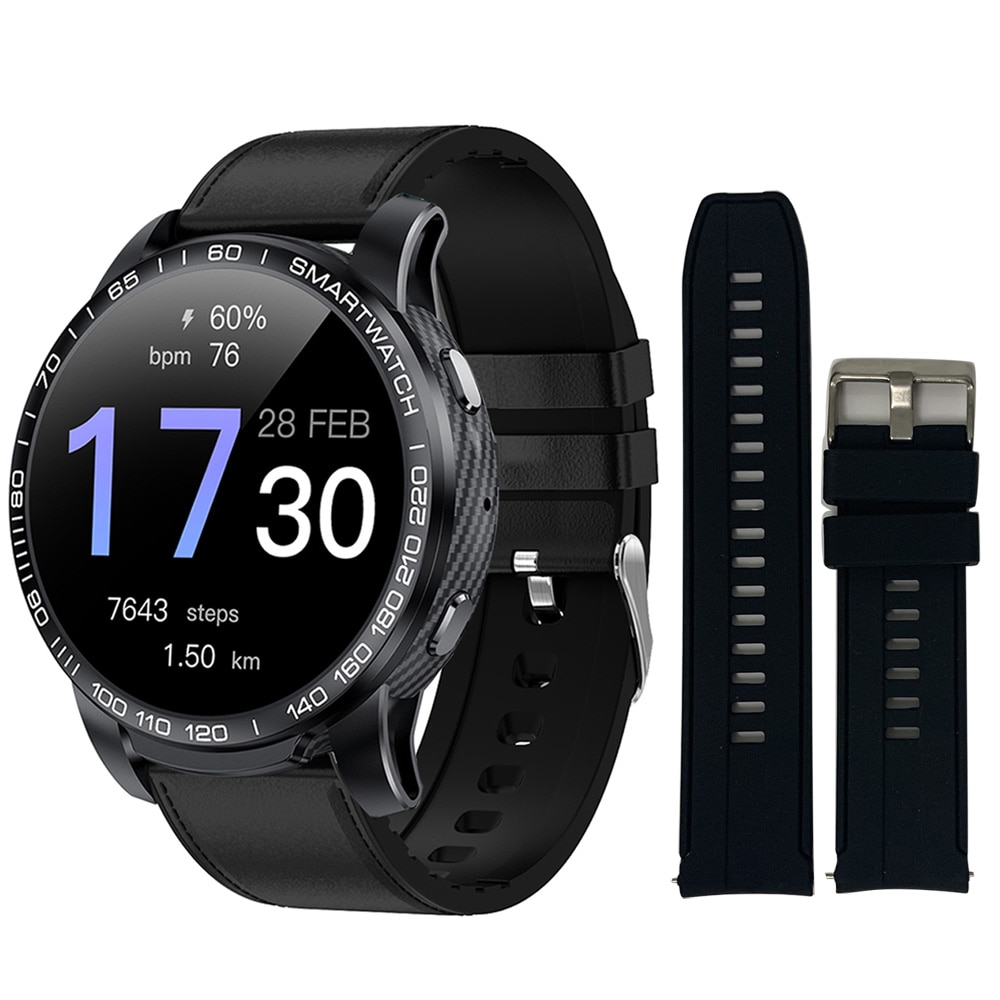 Unisex hodinky - Smartwatch Watch-čierna kožená čierna