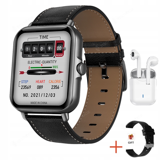 Unisex hodinky - Smartwatch Watch-Black Leather1