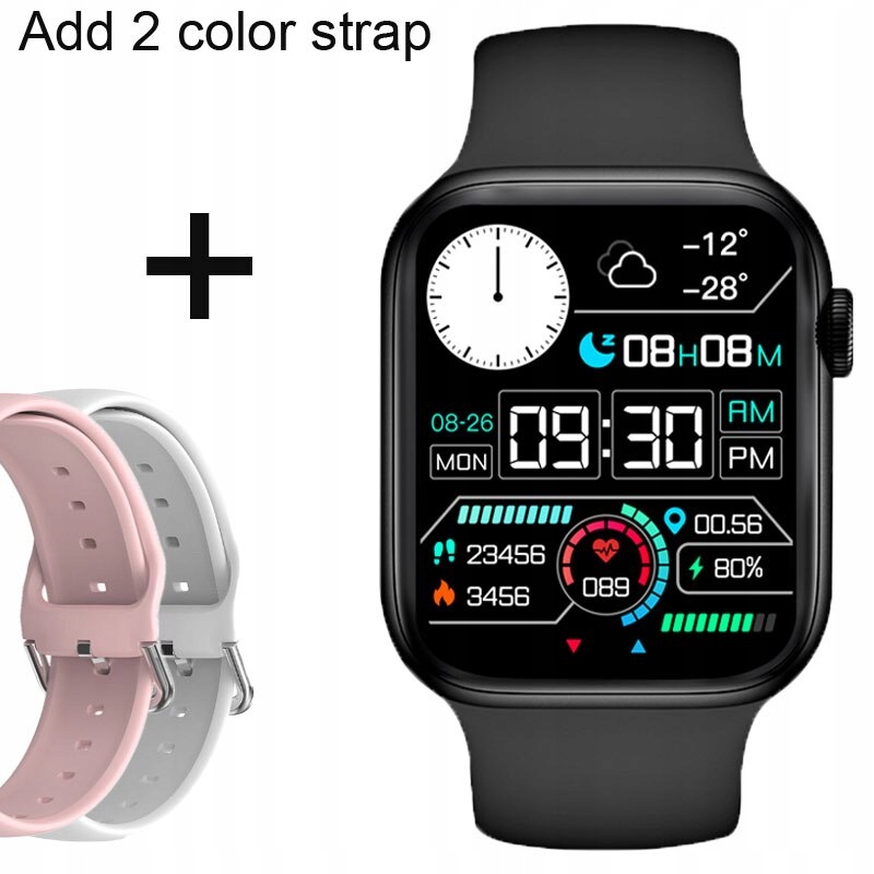Unisex hodinky - Smartwatch Watch-Black-ružobiele biele