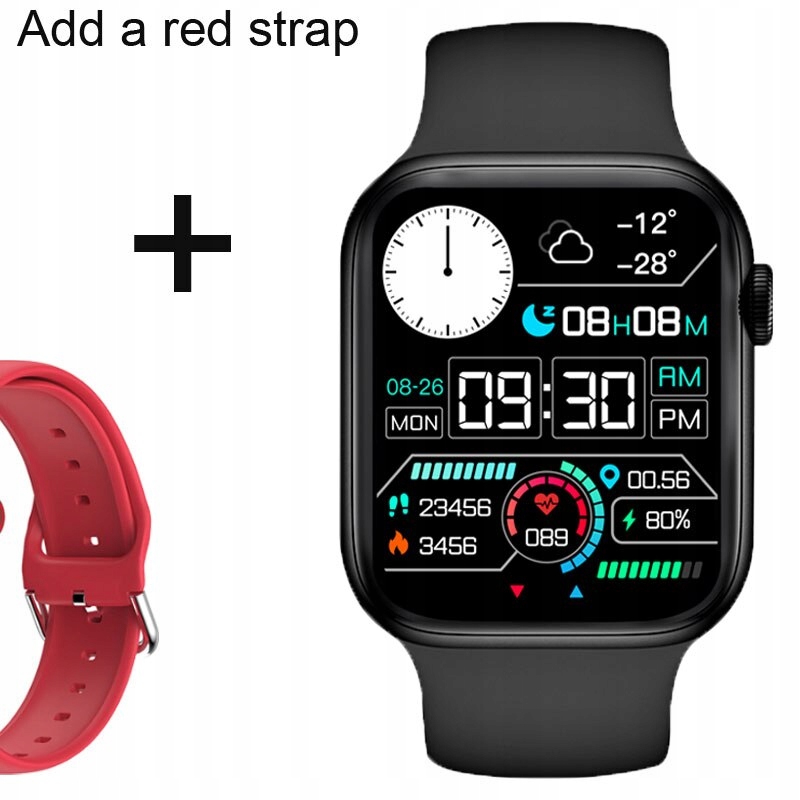 Unisex hodinky - Smartwatch Watch-Black-add-Red Watch
