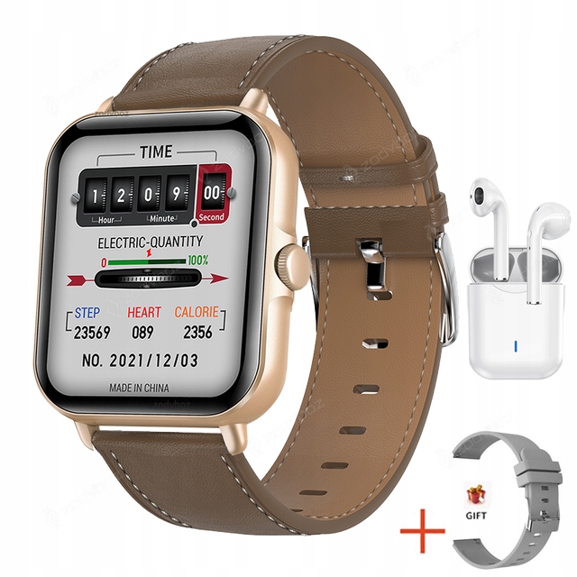 Unisex hodinky -  Smartwatch Watch-Róża G Brown Leather1