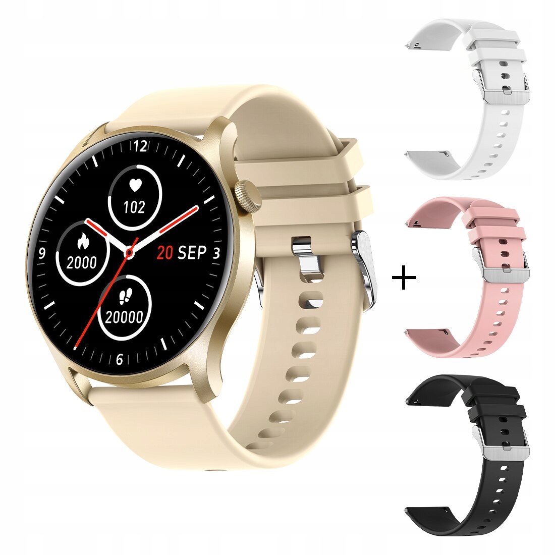 Unisex hodinky - Smartwatch Watch-ružové s 3 pruhmi
