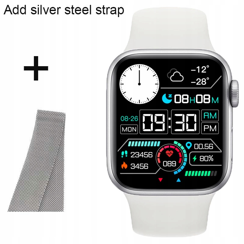 Unisex hodinky - Smartwatch Watch-Sr-add-SrebRNA oceľ