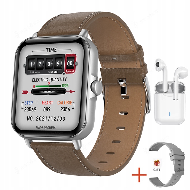 Unisex hodinky - Smartwatch Watch-SrebrNobrinna Leather1