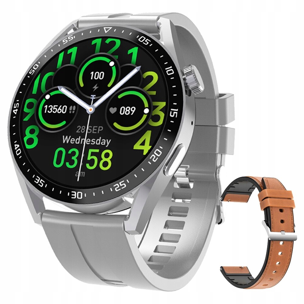 Unisex hodinky - Smartwatch Watch-Gray Brown pokožka