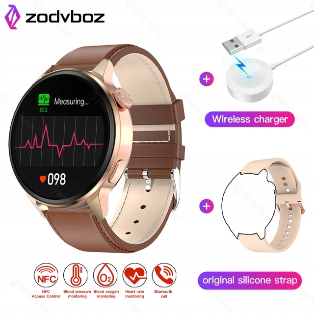 Unisex hodinky - Hnedá pokožka Smartwatch-Golden
