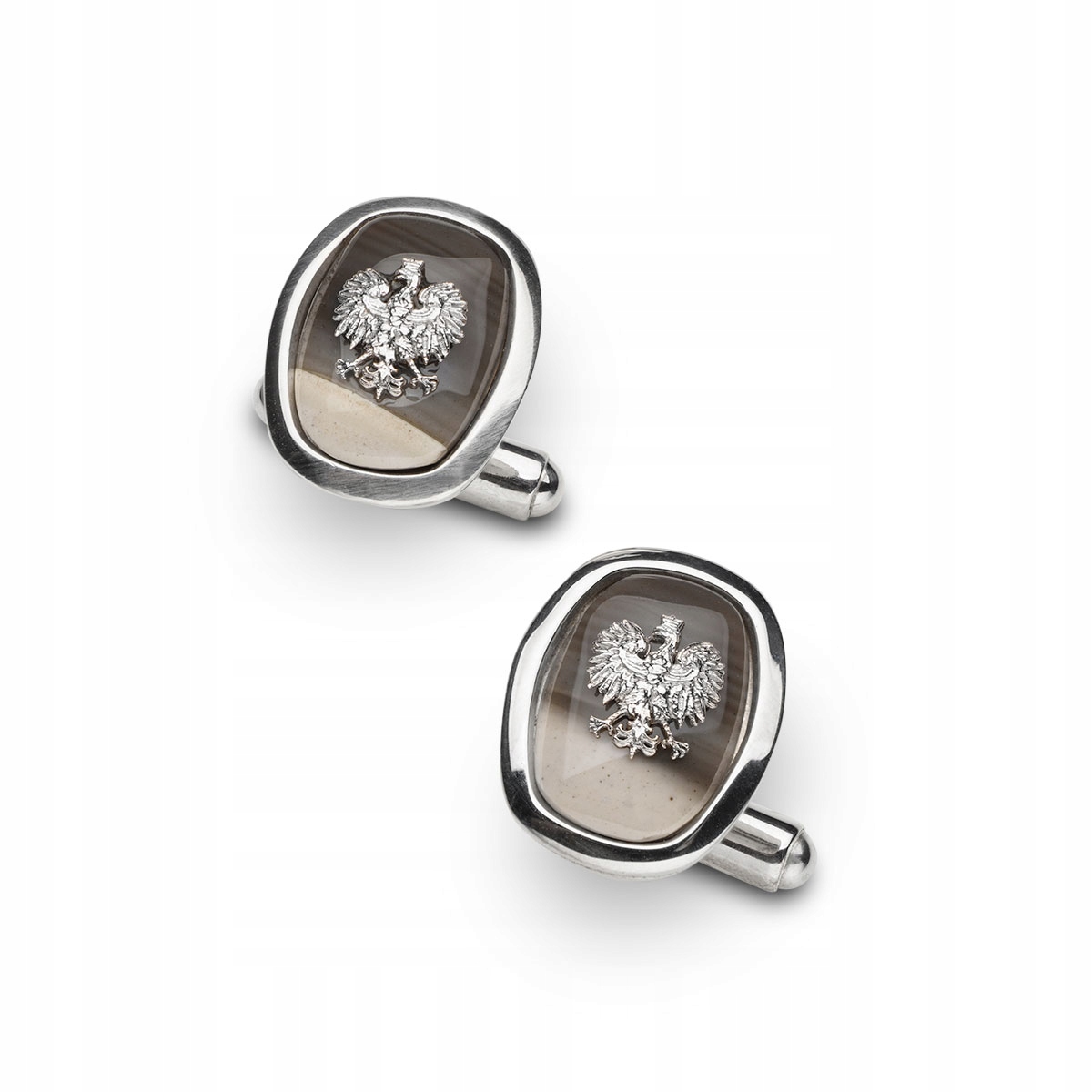 CuffLinks na košeľu s pruhovaným pazúrikom a orlom