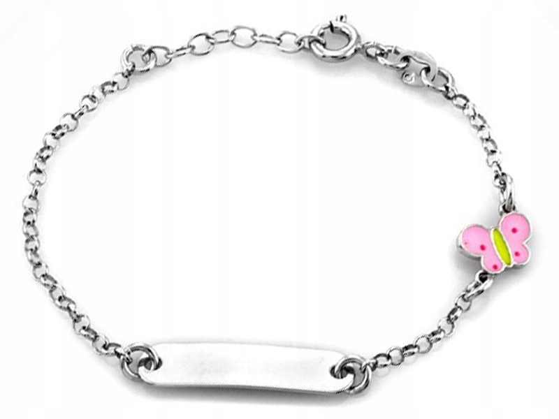 NÁRAMOK 925 SILVER BABY S RUŽOVÝM MOTÝĽOM