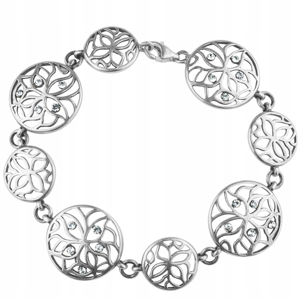 Striebro Openwork náramok s kolesami s zirkónmi 925