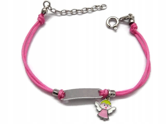 DETSKÝ STRIEBORNÝ NÁRAMOK PINK ANGEL ENAMEL