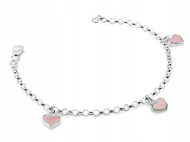 Detský náramok SILVER so SRDCAMI 925