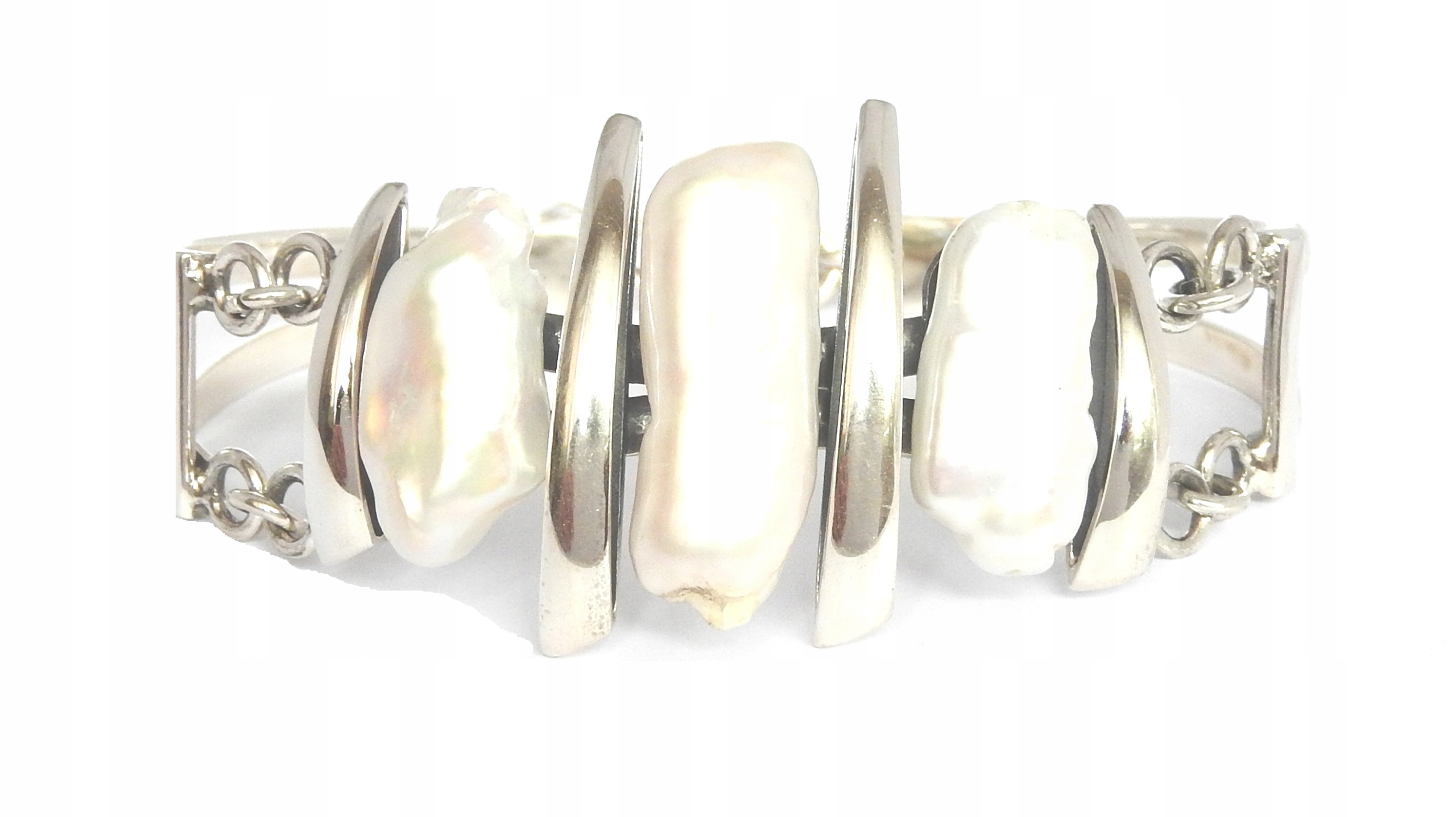 Strieborný rigidný perstoplaus náramok Pearl 925