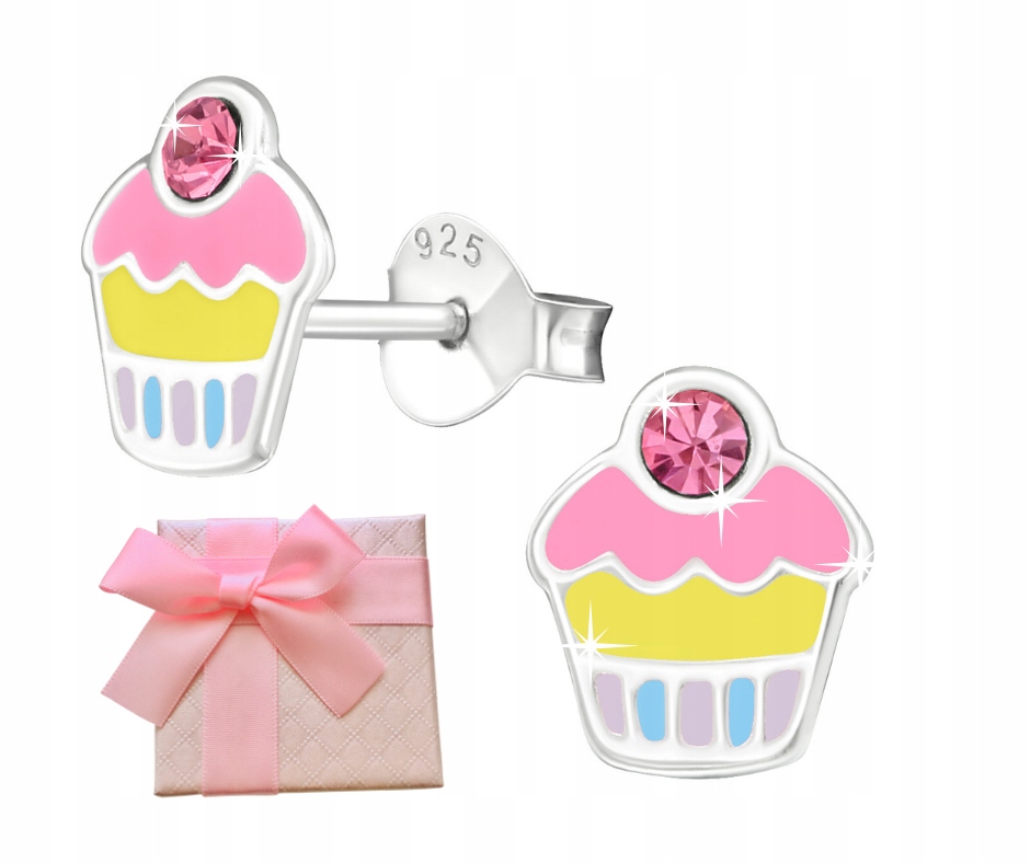 Strieborné náušnice 925 muffin muffin dievča