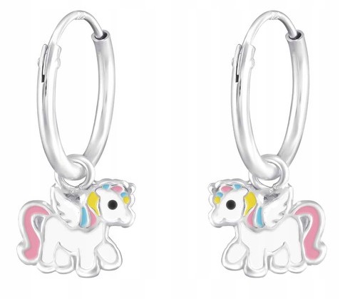STRIEBORNÉ NÁUŠNICE PRE DIEVČATSKÉ UNICORNÉ KRUHY
