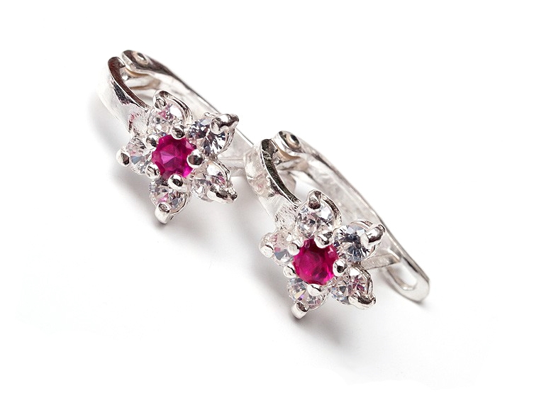 Strieborné detské náušnice swarovski kvety