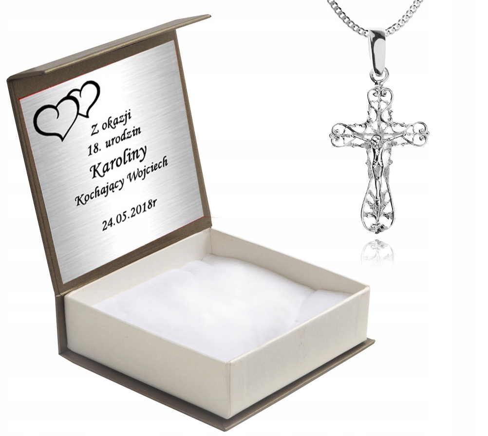 Kríž Openwork Silver s 60 cm reťazou +gravírovanie