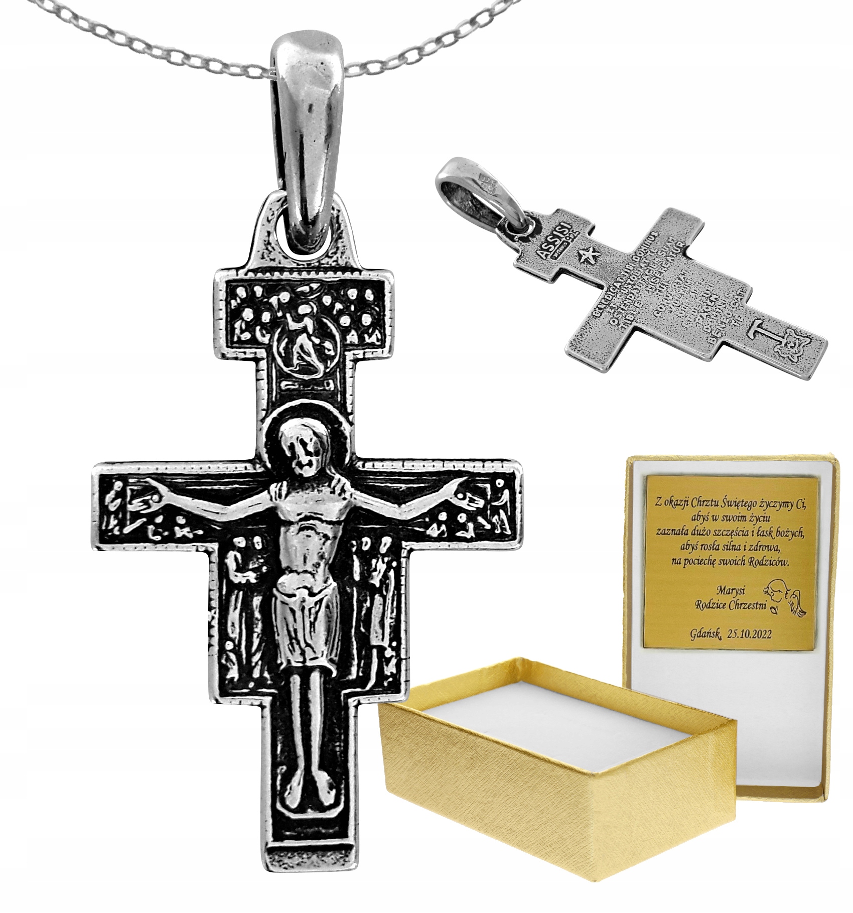 Strieborný kríž Svätého Damiana Silver 925 + Gravírovanie