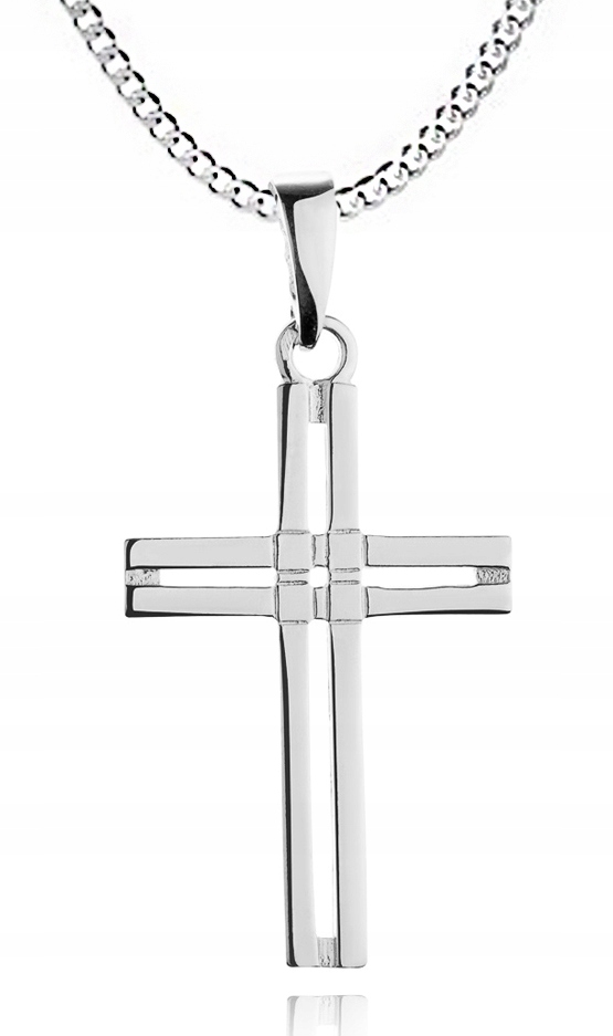 Kríž Openwork Silver Men's Openwork s 60 cm reťazou