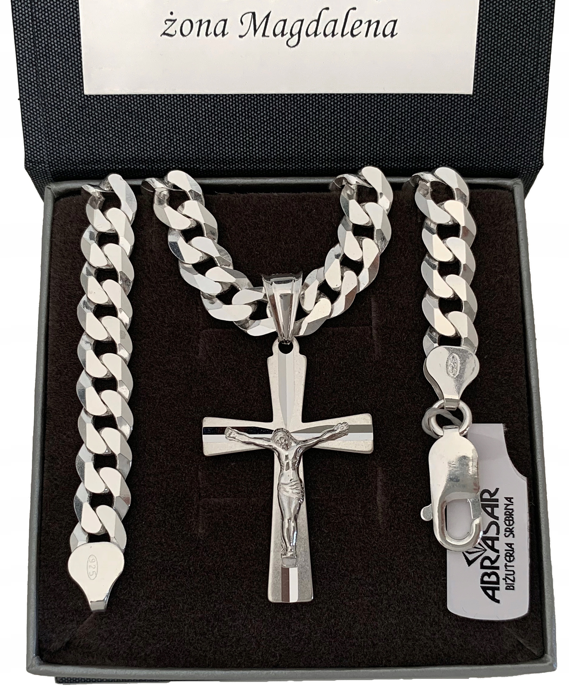 Strieborné mužské reťazové pasty 7 mm 50 cm + kríž