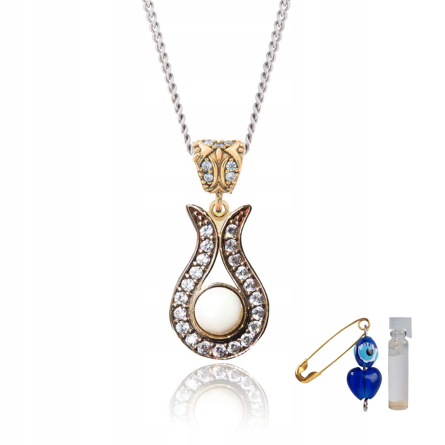 Strieborný náhrdelník - Pearl v srdci tulipánu Pr.925