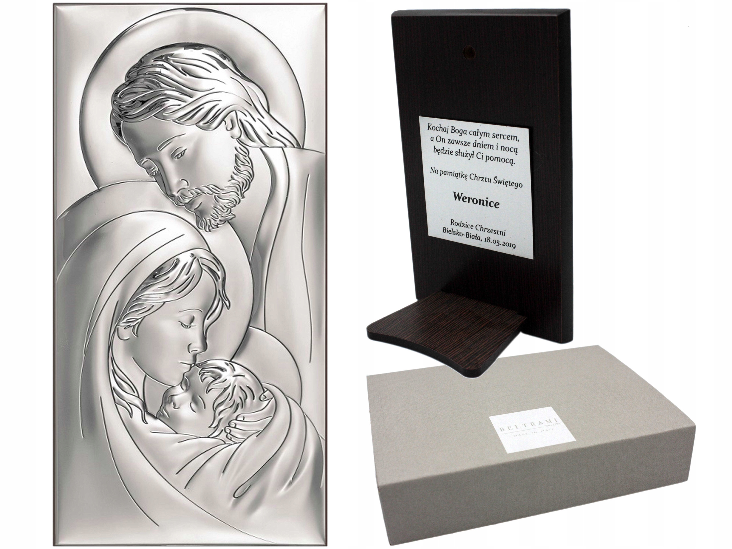 Strieborný obrázok so svätou rodinou 6x12 cm gravírovanie
