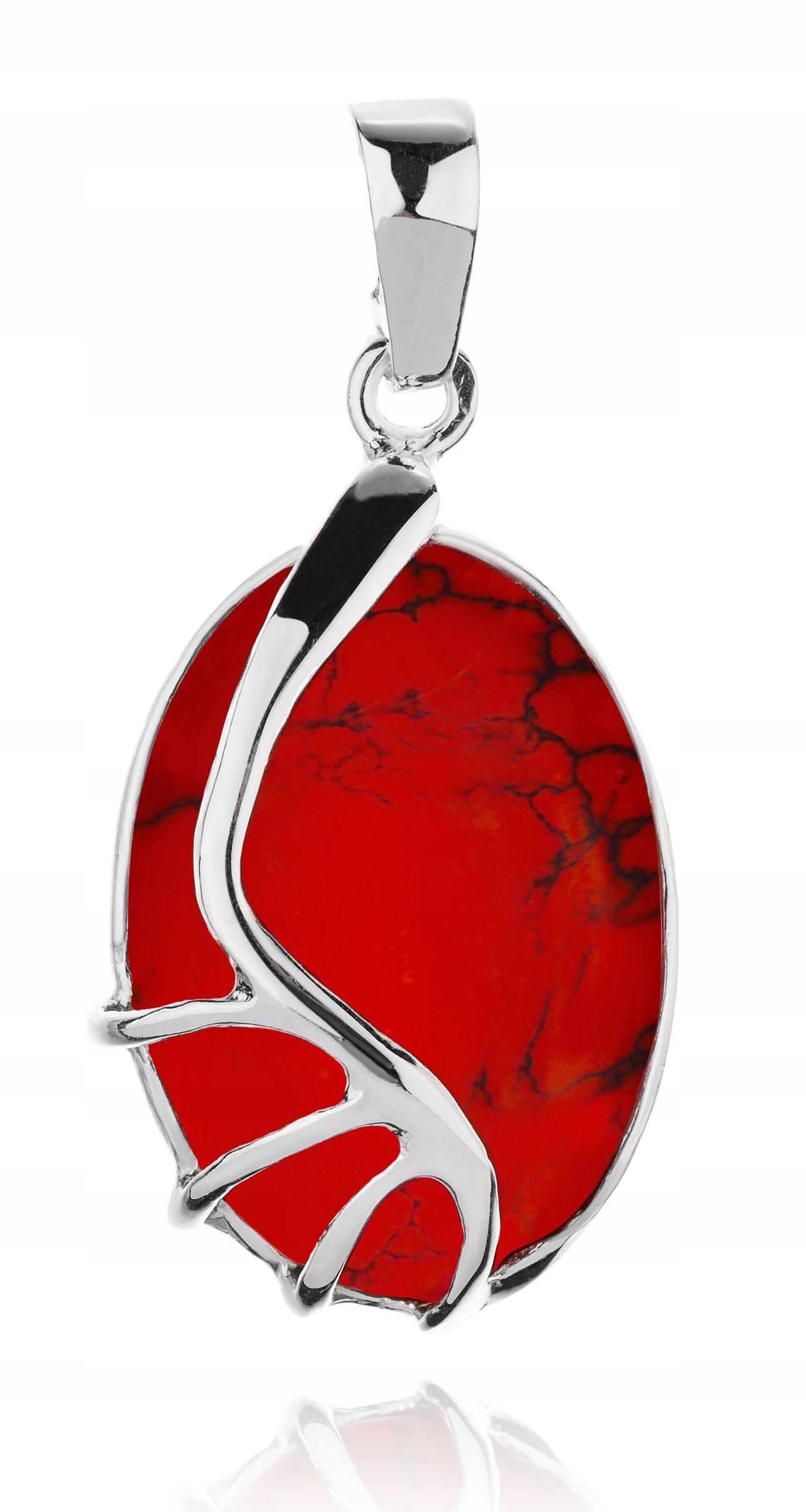 Strieborný prívesok Oval Pendant s koralom. 925