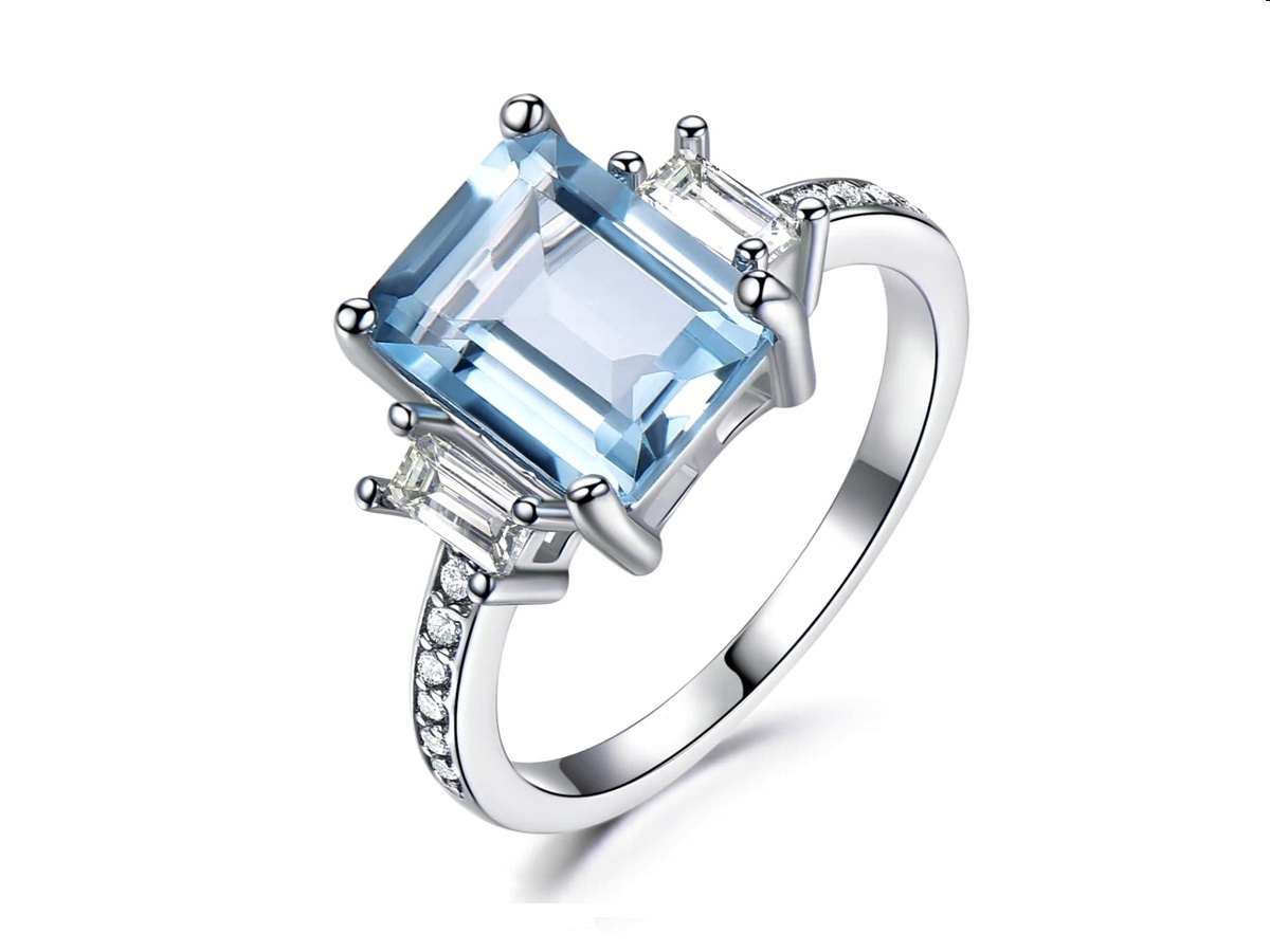 PRINCESS SILVER RING BLUE 4,56 CARAT