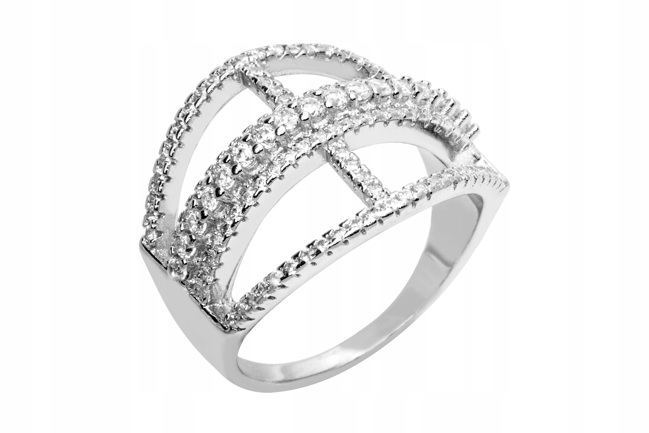 RHODIUM ZIRCONIA STRIEBORNÝ PRSTEN VEĽKOSTI 14! !!