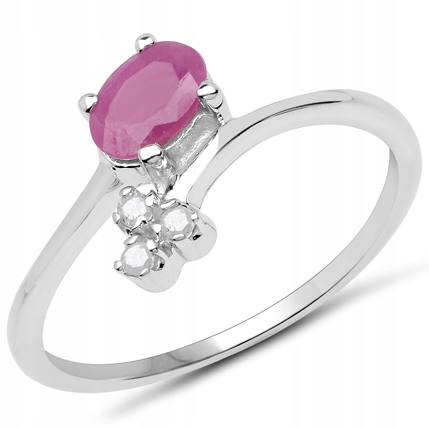STRIEBORNÝ PRSTEŇ S RUBY A DIAMONDAMI