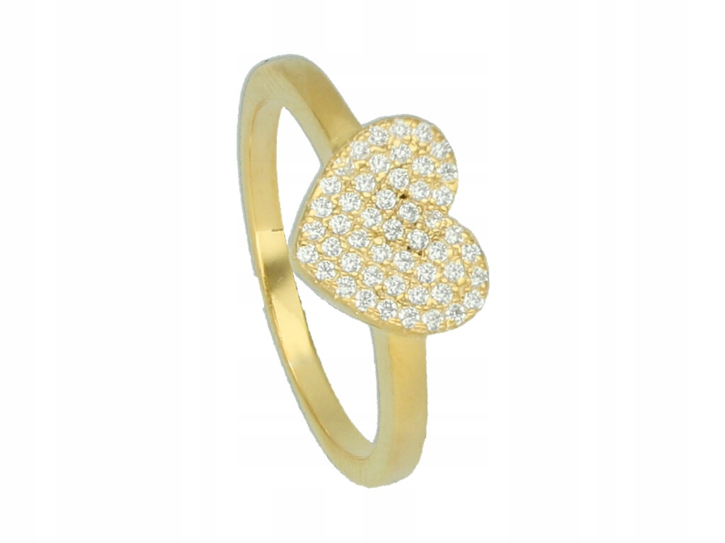 STERLING SILVER GOLD PLATED RING ZIRCONIA SRDCE