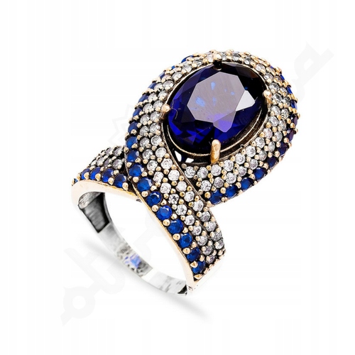 STRIEBORNÝ SULTANOVÝ PRSTEN SO SAPPHIRE
