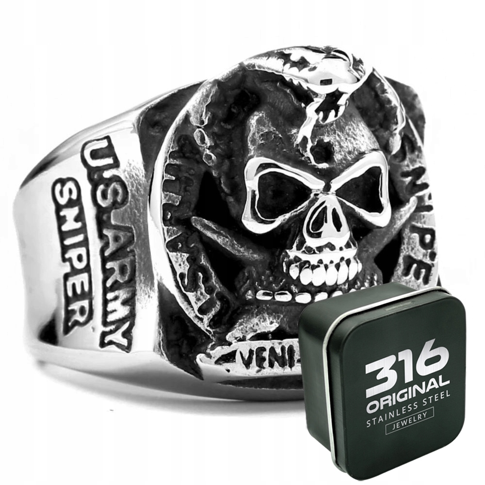 Silver Signet Skull, stal 316l 27