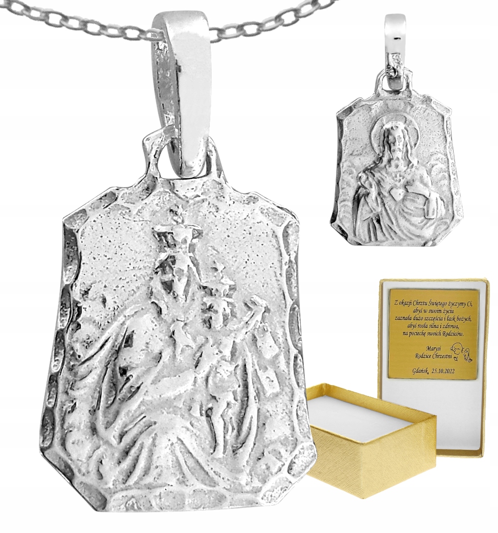 Striebro Scapular Two -vedené medailou 925 Krst