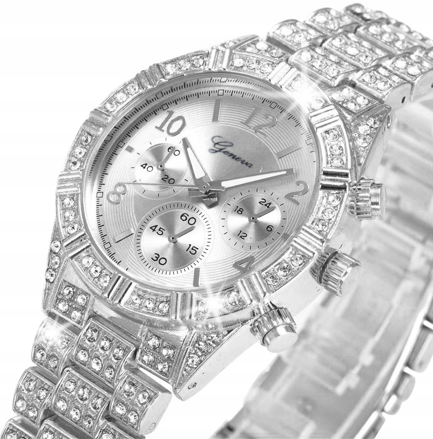 Dámske hodinky -  Striebro dámske hodinky s kryštálmi Swarovski