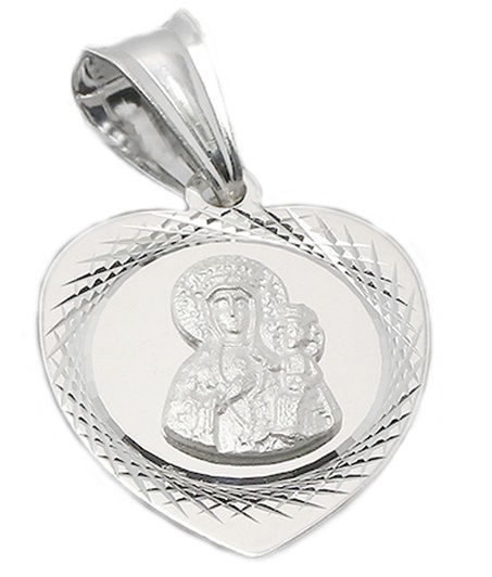 Striebro s. 925 Medal Heart Matka Boh 14x15 mm