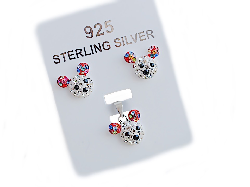 SÚBOR MYŠE SILVER 925, kryštály SWAROVSKI