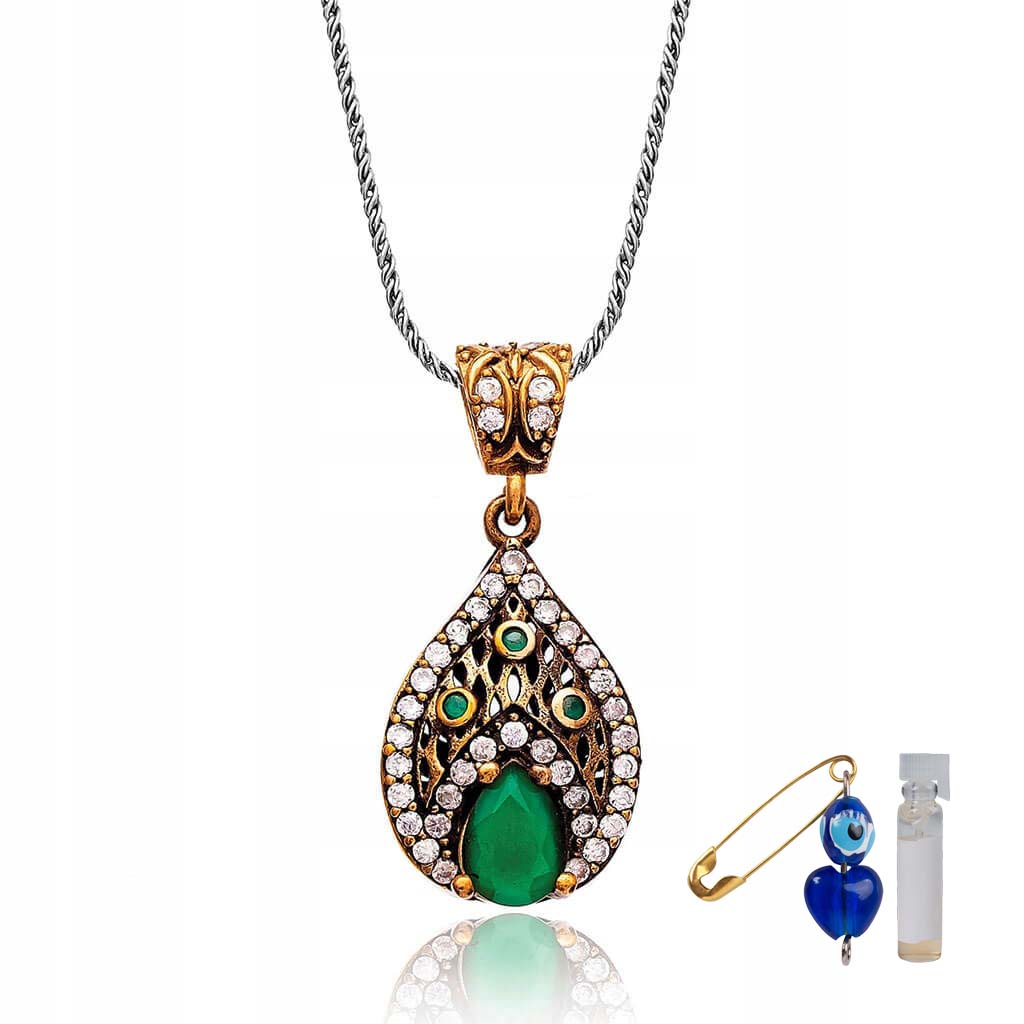 SRENRNY Emerald Emerald Tear náhrdelník 925