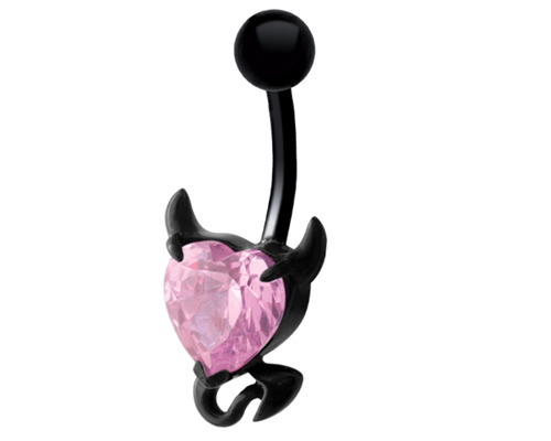 SS316L ČIERNE Piercing do pupku Navel Devil 1,6x10 PI