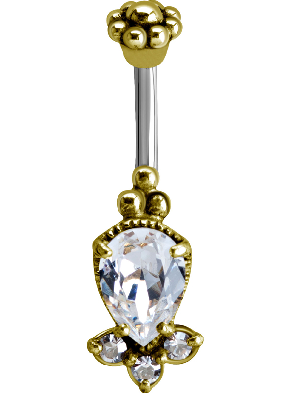 SS316L MOSADZNÝ pupok 1,6x8 Swarovski CZ