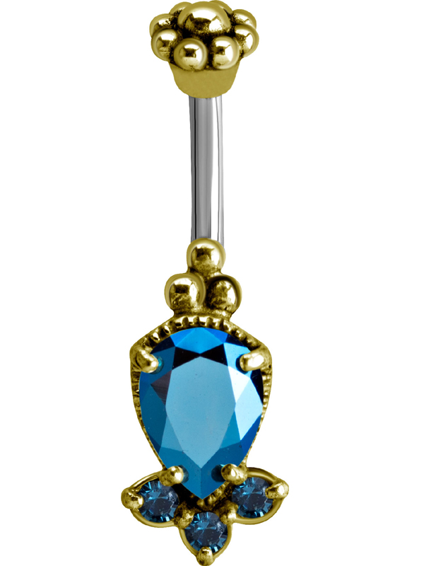 SS316L MOSADZNÝ pupok s krúžkom 1,6x8 Swarovski MBL