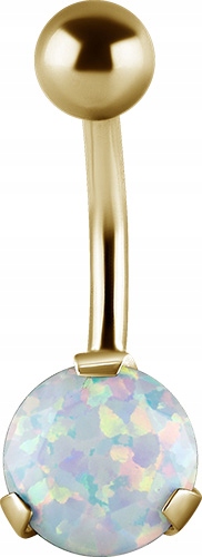 SS316L GOLD Pupkový krúžok 1,6x8 opál WH výbrus