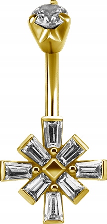 SS316L GOLD Pupok krúžok 1,6x10 bageta CZ duo