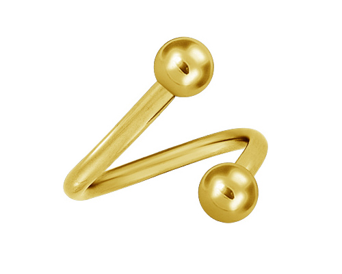 SS316L GOLD twister kruh 1,2x8 guličiek 3mm špirála